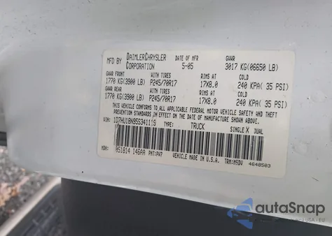 2005 Dodge Ram 1500 Slt/Laramie from USA, damaged, VIN 1D7HU18N95S341119